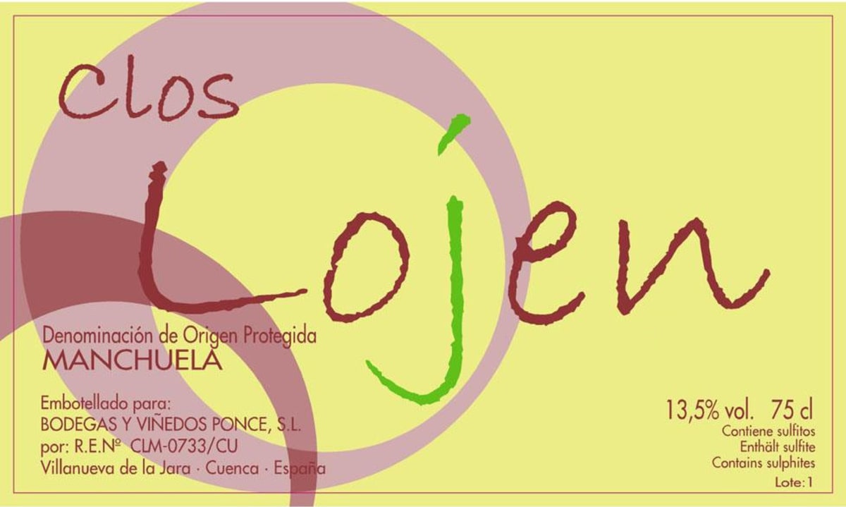 Bodegas Ponce Clos Lojen Bobal 2012 Front Label