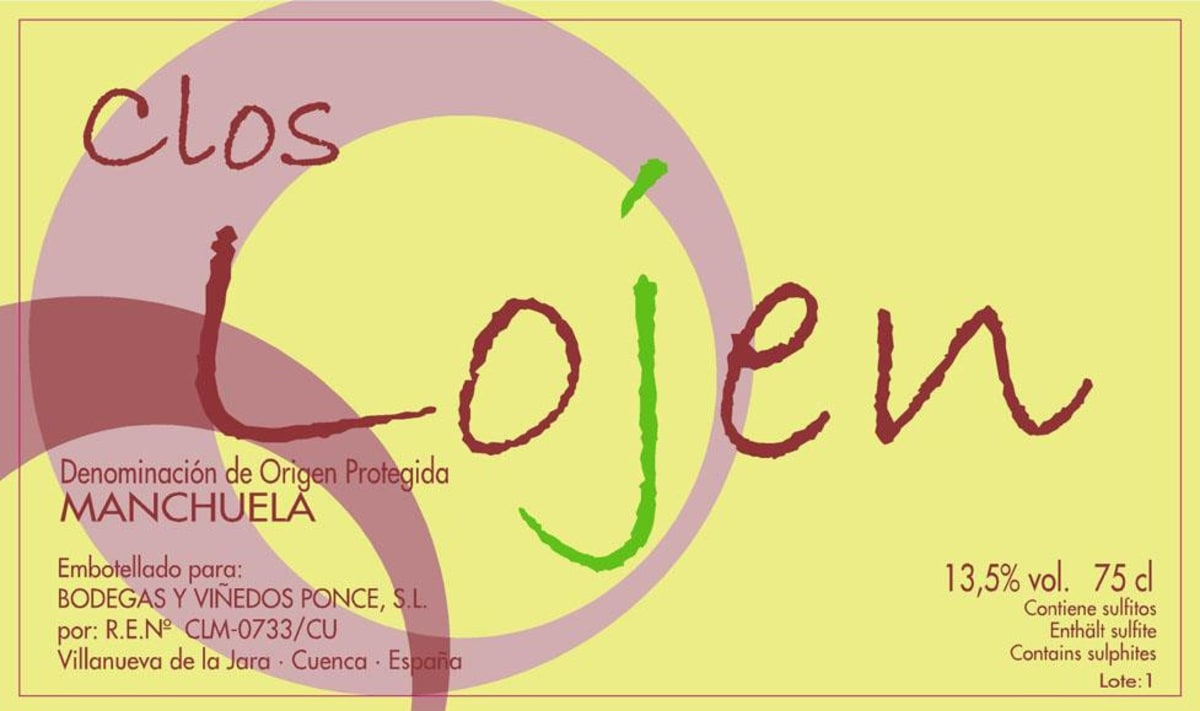 Bodegas Ponce Clos Lojen Bobal 2015 Front Label