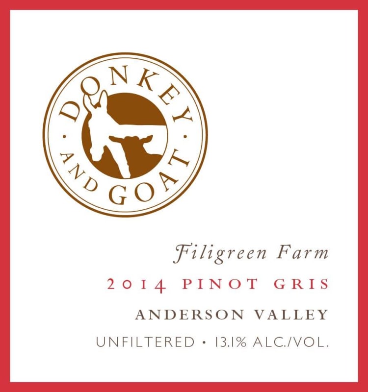 Donkey & Goat Filigreen Farm Pinot Gris 2014 Front Label