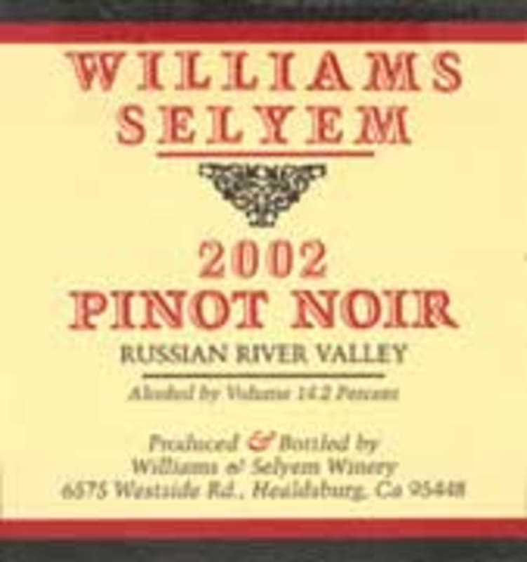 Williams Selyem Russian River Valley Pinot Noir 2002 Front Label