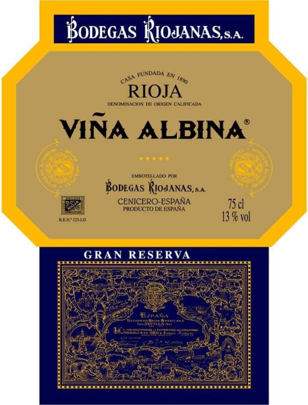 Bodegas Riojanas Vina Albina Gran Reserva 2004 Front Label