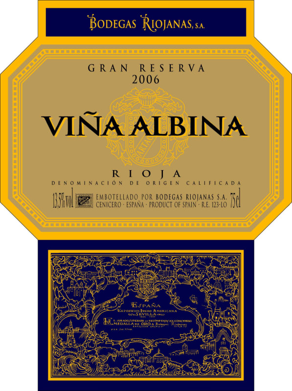 Bodegas Riojanas Vina Albina Gran Reserva 2006 Front Label