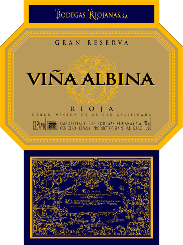 Bodegas Riojanas Vina Albina Gran Reserva 2007 Front Label