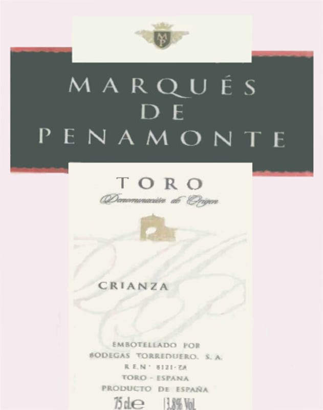 Bodegas Riojanas Torreduero Marques de Penamonte Crianza 2005 Front Label