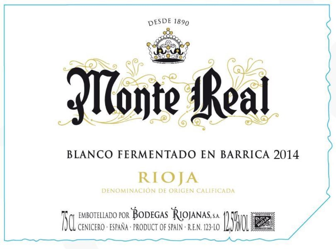 Bodegas Riojanas Monte Real Fermentado en Barrica Blanco 2014 Front Label