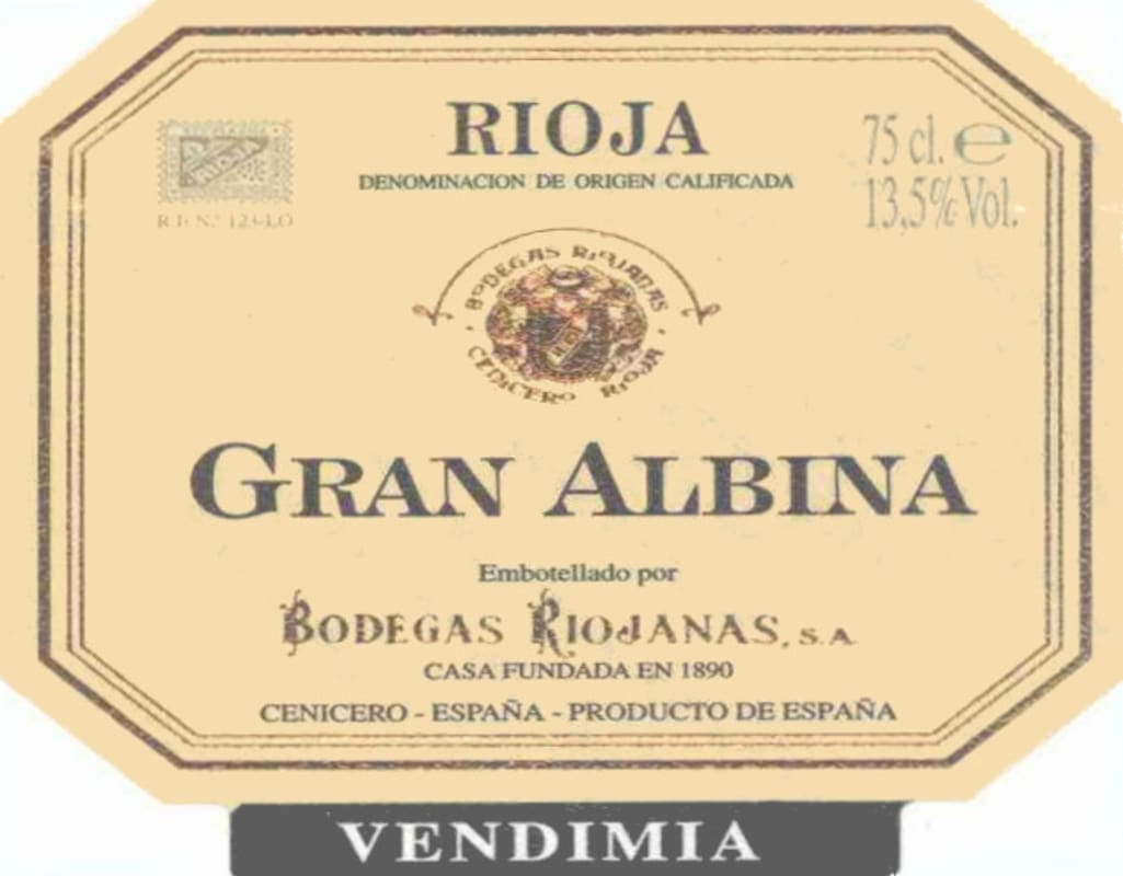 Bodegas Riojanas Gran Albina Vendimia 2005 Front Label