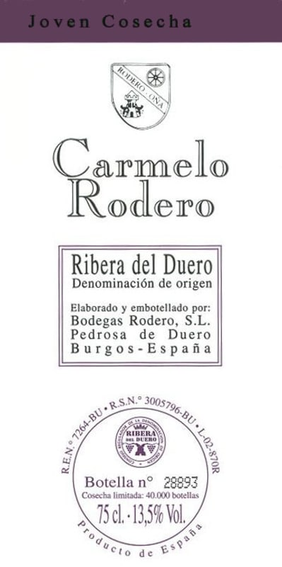 Carmelo Rodero Tinto Joven 2011 Front Label