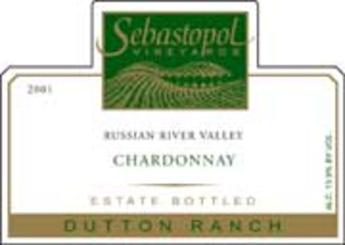 Sebastopol Vineyard Dutton Ranch Chardonnay 2001 Front Label