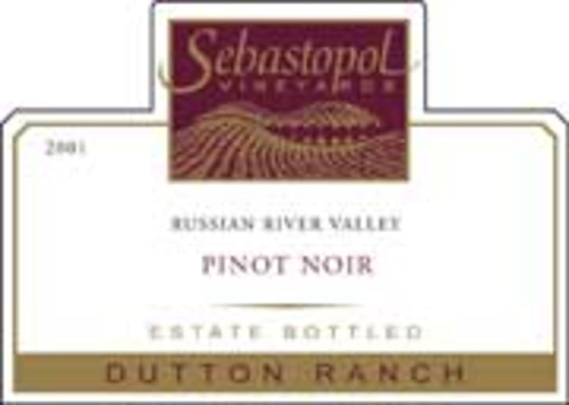 Sebastopol Vineyard Dutton Ranch Pinot Noir 2001 Front Label