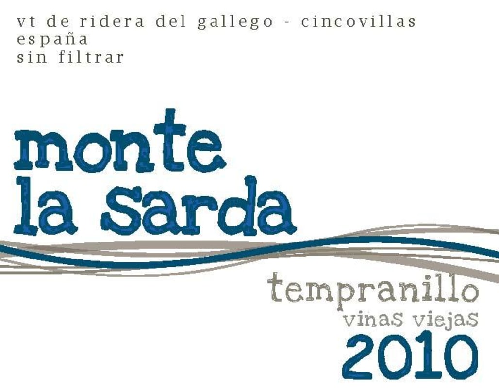 Bodegas Sierra de Guara Monte La Sarda Tempranillo Vinas Viejas 2010 Front Label