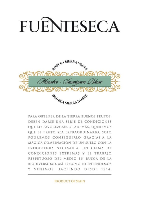 Sierra Norte Fuenteseca Blanco 2014 Front Label