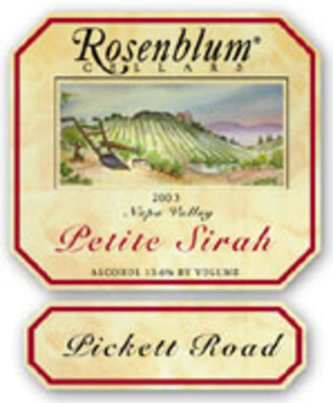 Rosenblum Cellars Petite Sirah Pickett Road 2003 Front Label