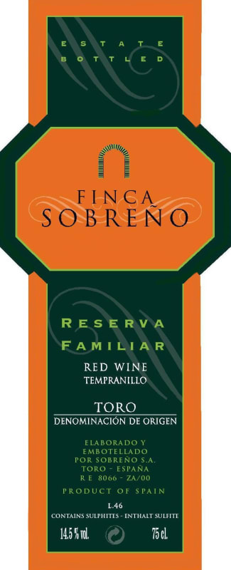 Finca Sobreno Reserva de la Familia 2011 Front Label