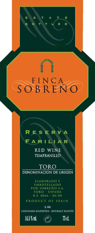 Finca Sobreno Reserva de la Familia 2005 Front Label