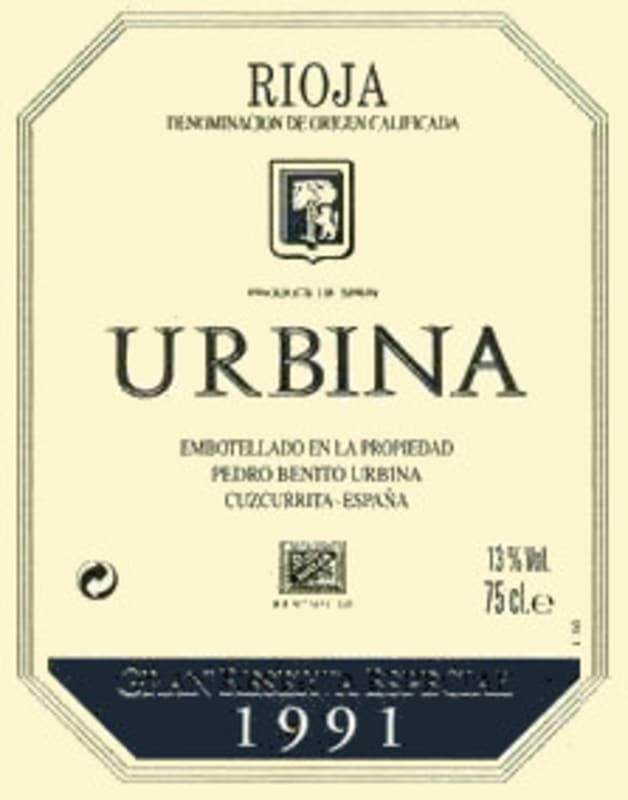 Bodegas Urbina Gran Reserva Especial 1991 Front Label