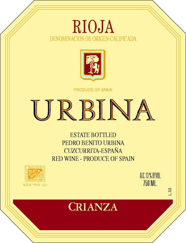 Bodegas Urbina Crianza 2008 Front Label
