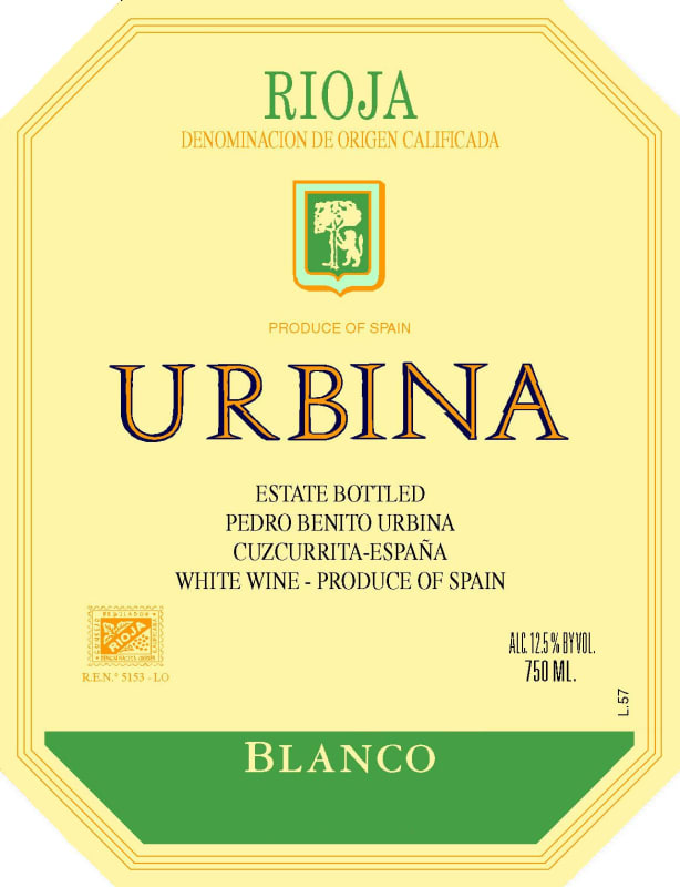 Bodegas Urbina Blanco 2014 Front Label