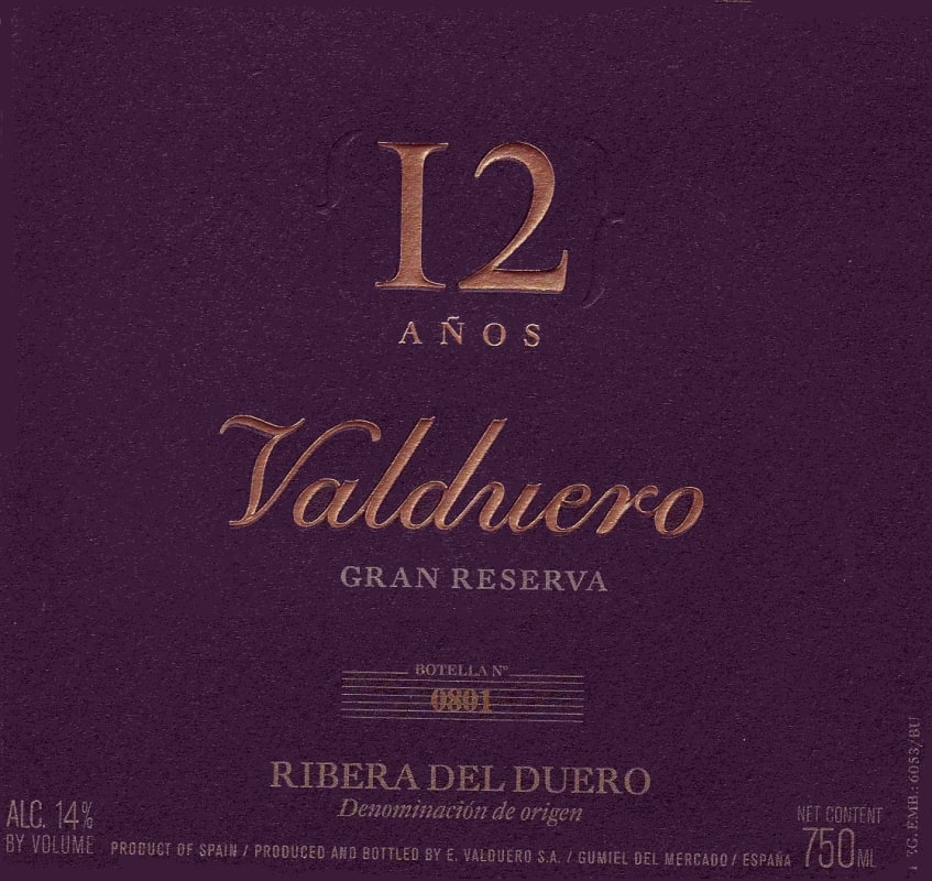 Valduero 12 Anos Valuduero Gran Reserva 2004 Front Label