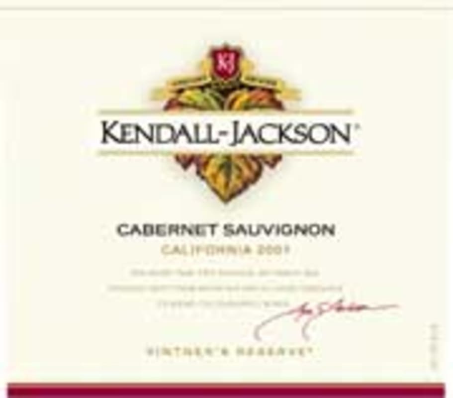 Kendall-Jackson Vintner's Reserve Cabernet Sauvignon 2001 Front Label