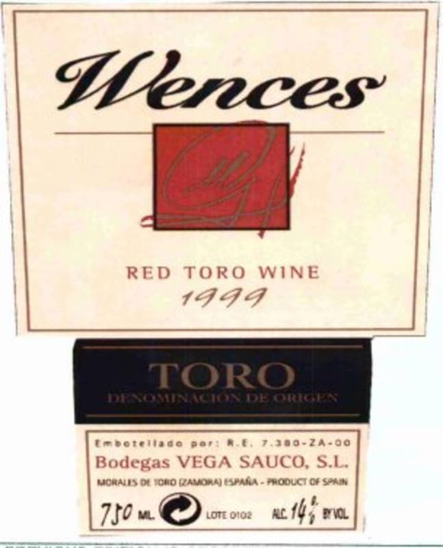 Vega Sauco Wences 1999 Front Label