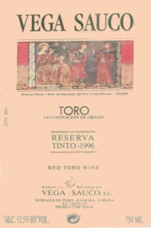 Vega Sauco De Familia Reserva 1996 Front Label