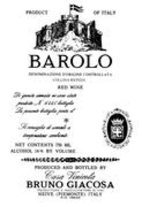 Bruno Giacosa Barolo Collina Rionda 1993 Front Label