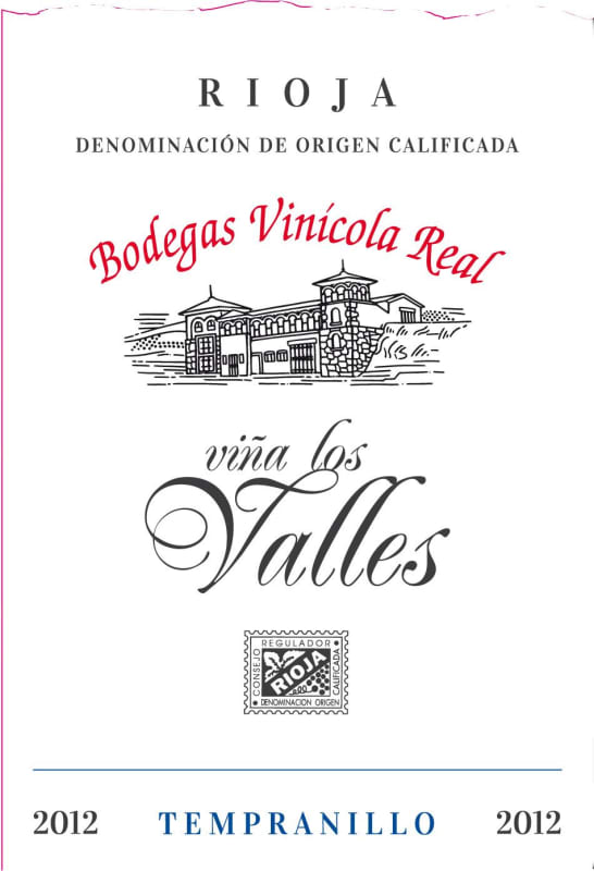 Bodegas Vinicola Real Vina Los Valles Joven 2012 Front Label
