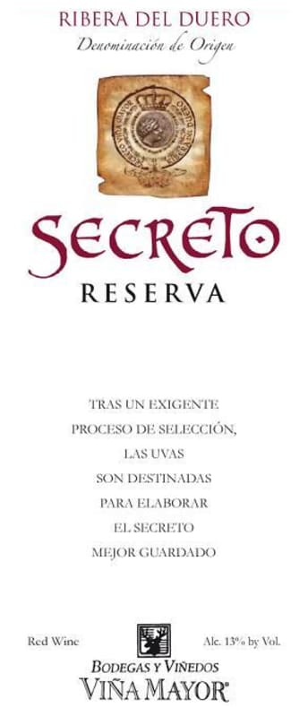 Vina Mayor Secreto Reserva 2001 Front Label