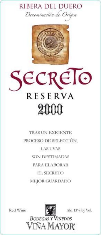 Vina Mayor Secreto Reserva 2000 Front Label