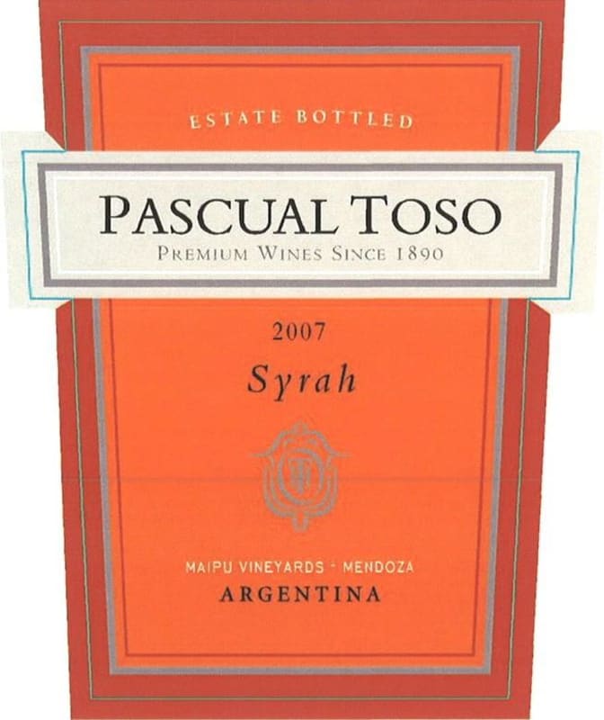 Pascual Toso Syrah 2007 Front Label