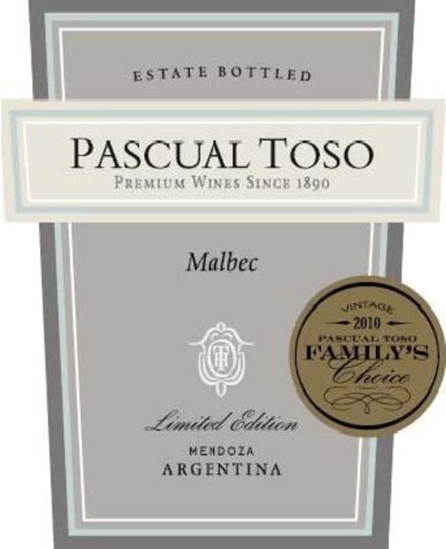 Pascual Toso Limited Edition Malbec 2012 Front Label
