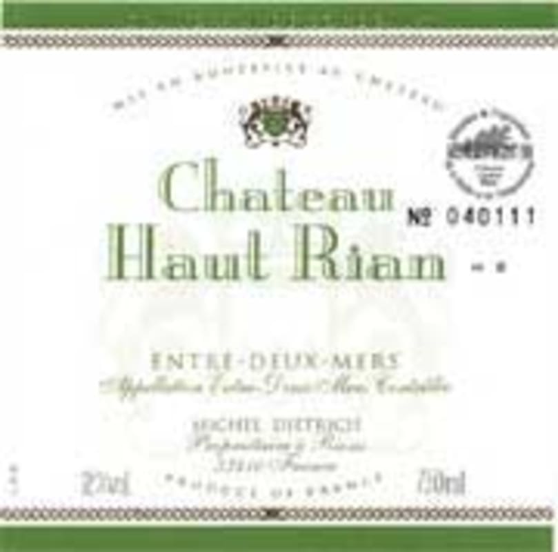 Chateau Haut Rian Blanc 2003 Front Label