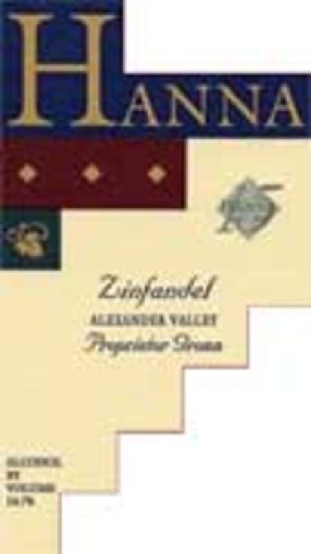 Hanna Alexander Valley Zinfandel 2001 Front Label