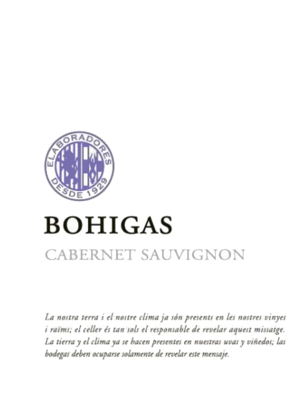 Bohigas Crianza Cabernet Sauvignon 2012 Front Label