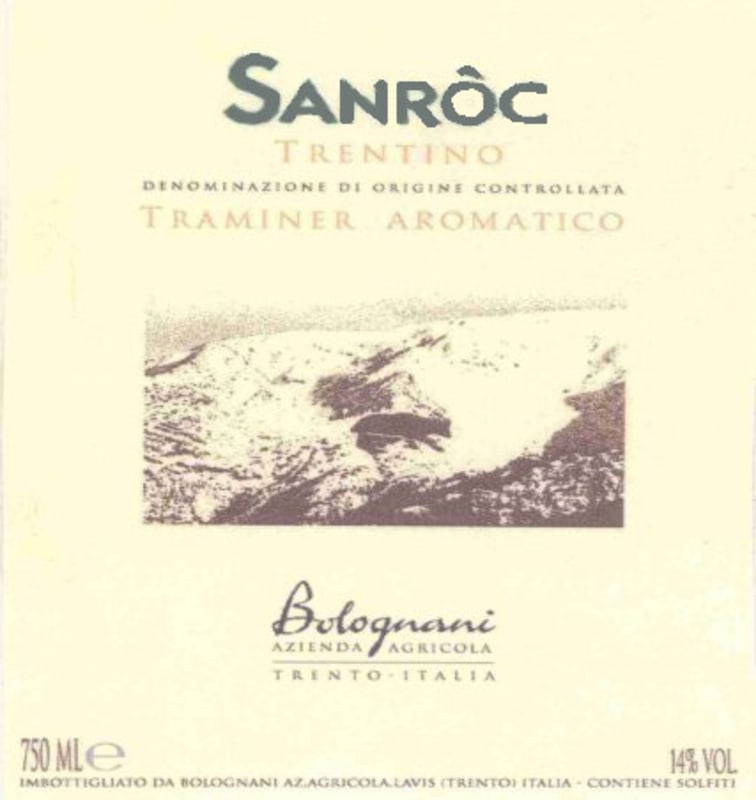 Bolognani Trentino Sanroc Traminer Aromatico 2006 Front Label