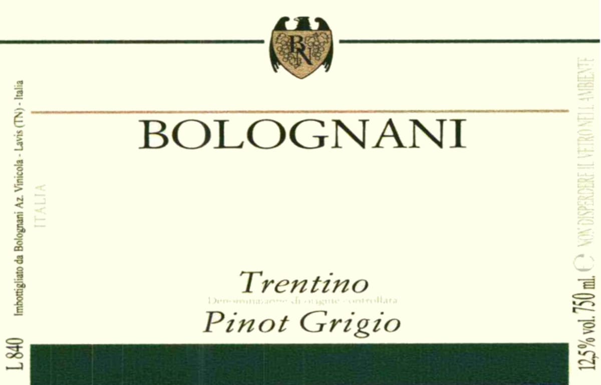 Bolognani Trentino Pinot Grigio 2014 Front Label