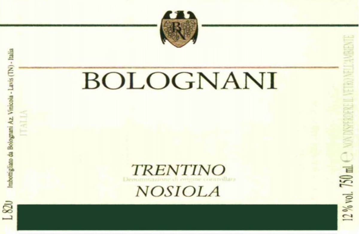 Bolognani Trentino Nosiola 2012 Front Label