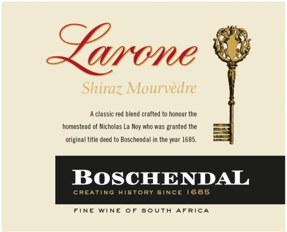 Boschendal Larone Shiraz Mourvedre 2013 Front Label