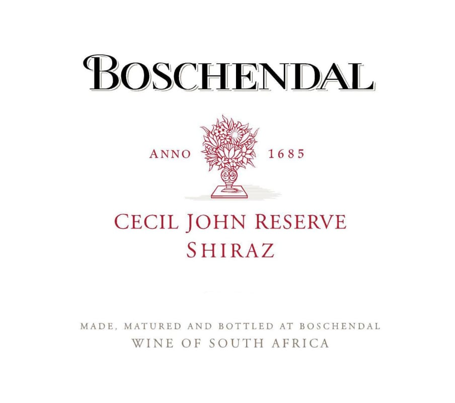 Boschendal Cecil John Reserve Shiraz 2006 Front Label