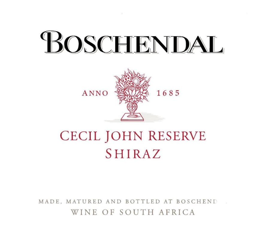 Boschendal Cecil John Reserve Shiraz 2009 Front Label