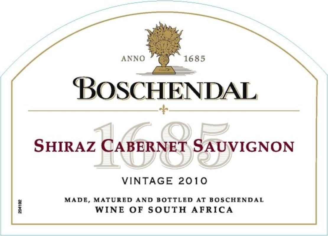 Boschendal 1685 Shiraz Cabernet Sauvignon 2010 Front Label