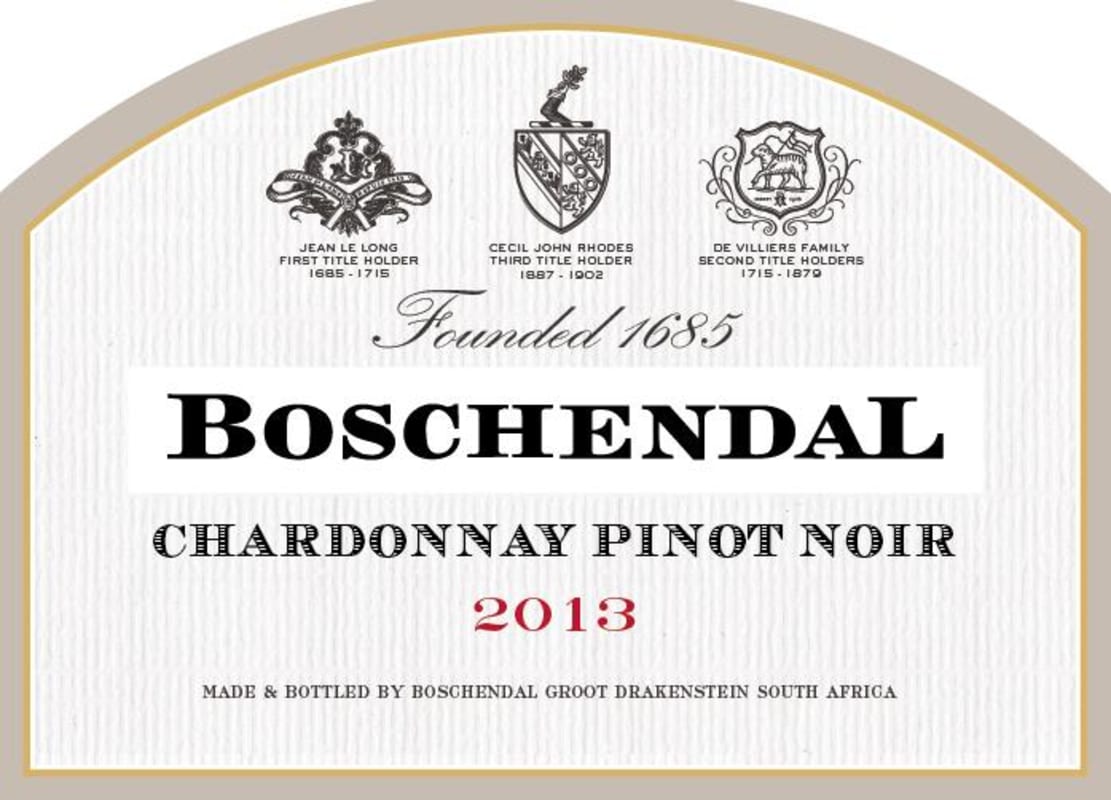 Boschendal 1685 Chardonnay Pinot Noir 2013 Front Label