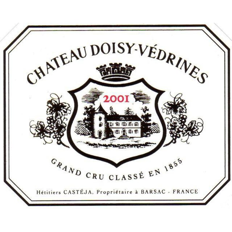 Chateau Doisy Vedrines Sauternes (half-bottle) 2001 Front Label