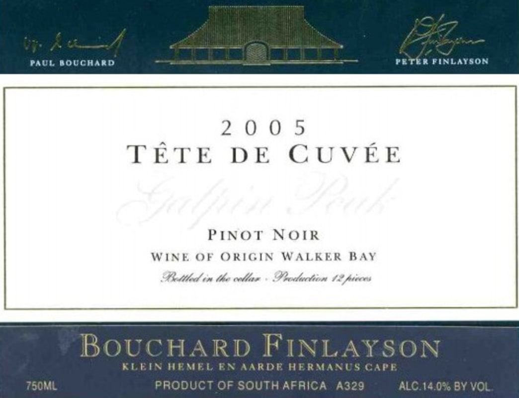 Bouchard Finlayson Tete de Cuvee Galpin Peak Pinot Noir 2005 Front Label