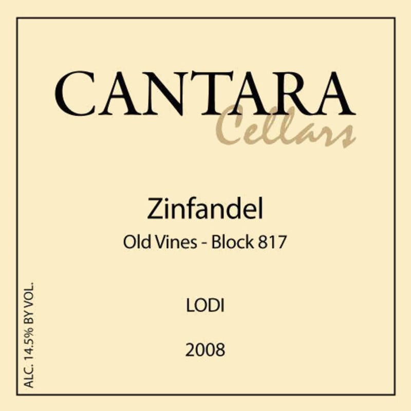 Cantara Cellars Mohr-Fry Ranches Block 817 Old Vines Zinfandel 2008 Front Label