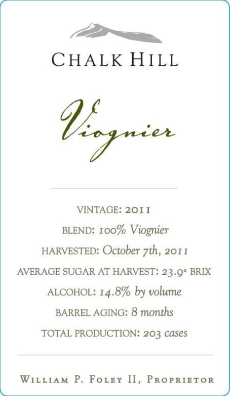 Chalk Hill Viognier 2011 Front Label