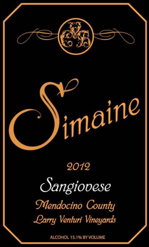 Simaine Cellars Larry Venturi Sangiovese 2012 Front Label