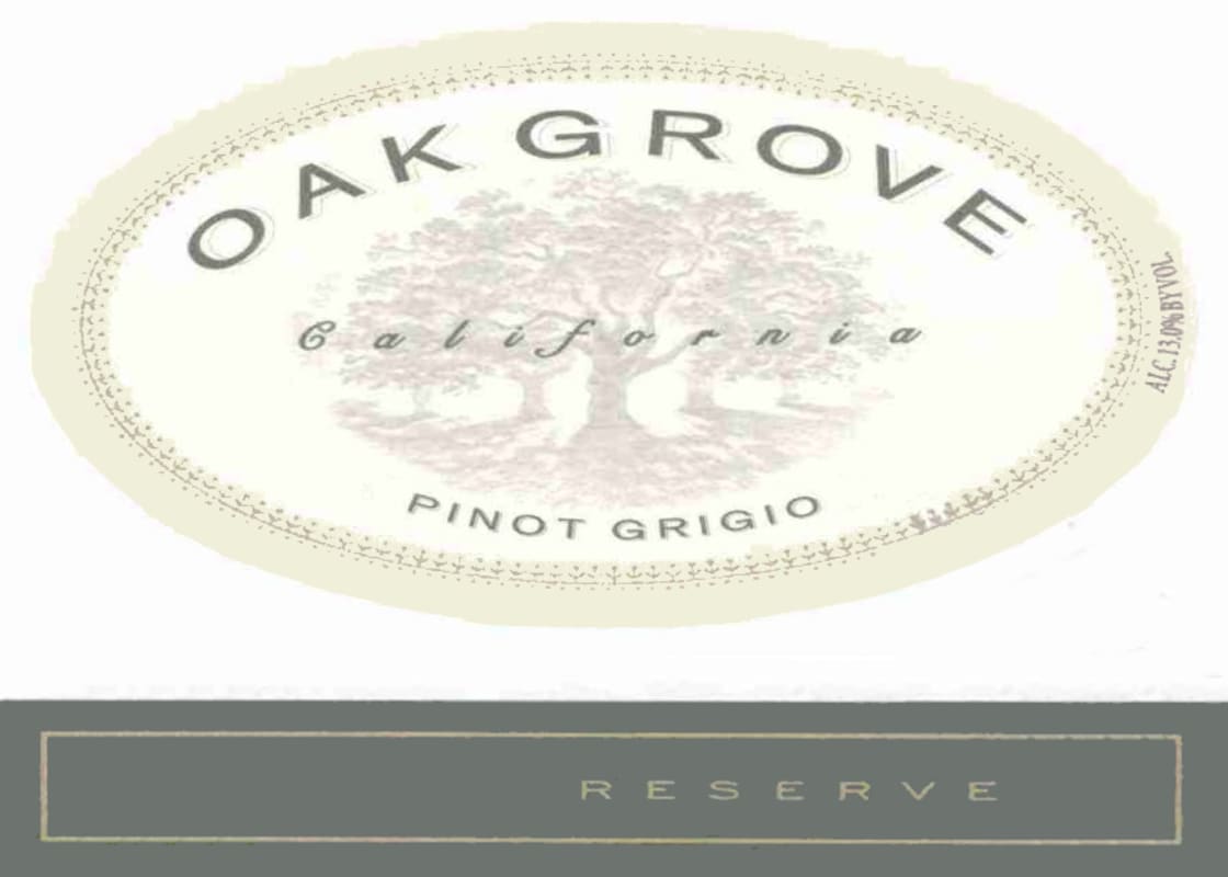 Oak Grove Family Reserve Pinot Grigio 2009 Front Label