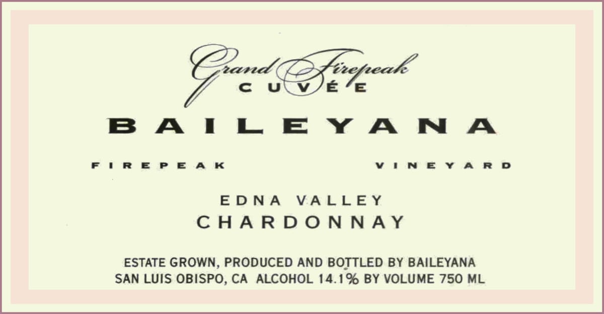 Baileyana Grand Firepeak Cuvee Firepeak Vineyard Chardonnay 2003 Front Label