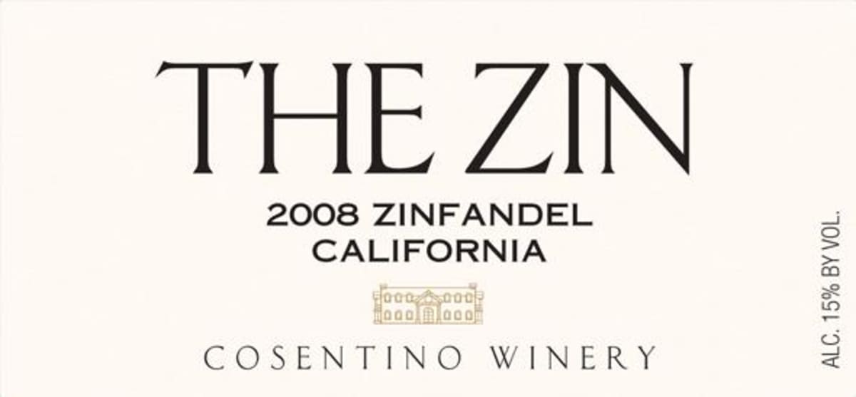 Cosentino The Zin Zinfandel 2008 Front Label